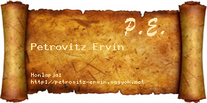 Petrovitz Ervin névjegykártya